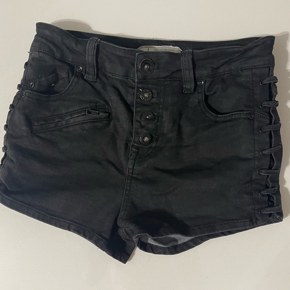 Free People Black shorts with braided sides